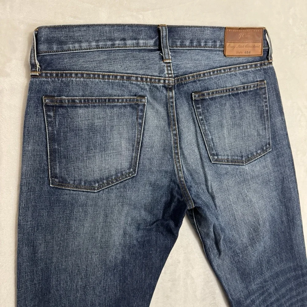 J.CREW 484 Slim Fit Jeans‎ Size 32 32x34 KAIHARA Japanese Denim Distressed